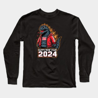 Godzilla happy new year 2024 Long Sleeve T-Shirt